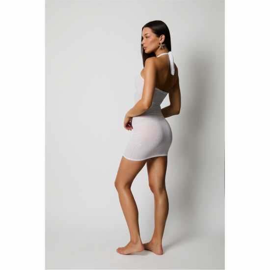 Honeyz Snake Mini Dress Бяло 