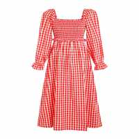 Miso Check Dress Womens Червено/Бяло 