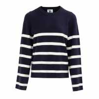 Be You You Women Stripe Long Sleeve Jumper Морска синьо 