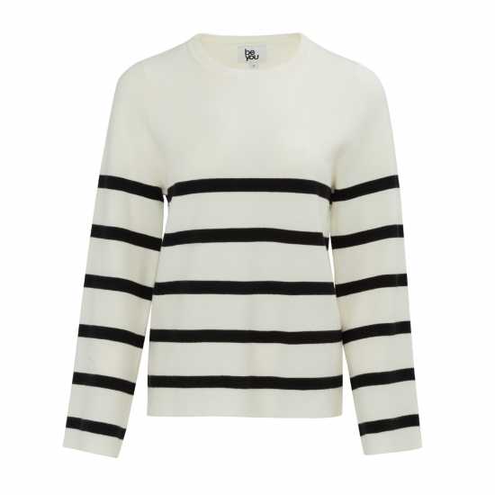 Be You You Women Stripe Long Sleeve Jumper Крем 
