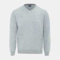 Плетен Пуловер Giorgio V Neck Classic Knitted Sweater Men Grey Marl Мъжки пуловери и жилетки