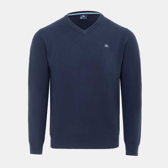 Плетен Пуловер Giorgio V Neck Classic Knitted Sweater Men Navy Мъжки пуловери и жилетки
