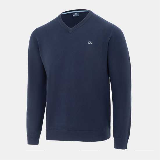 Плетен Пуловер Giorgio V Neck Classic Knitted Sweater Men Navy Мъжки пуловери и жилетки