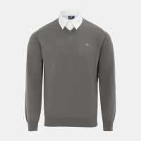 Плетен Пуловер Giorgio Mock V Neck Knitted Sweater Men Slate Мъжки пуловери и жилетки