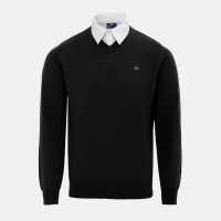 Мъжки пуловери и жилетки Плетен Пуловер Giorgio Mock V Neck Knitted Sweater Men Black Плетен Пуловер Giorgio Mock V Neck Knitted Sweater Men Black Мъжки пуловери и жилетки