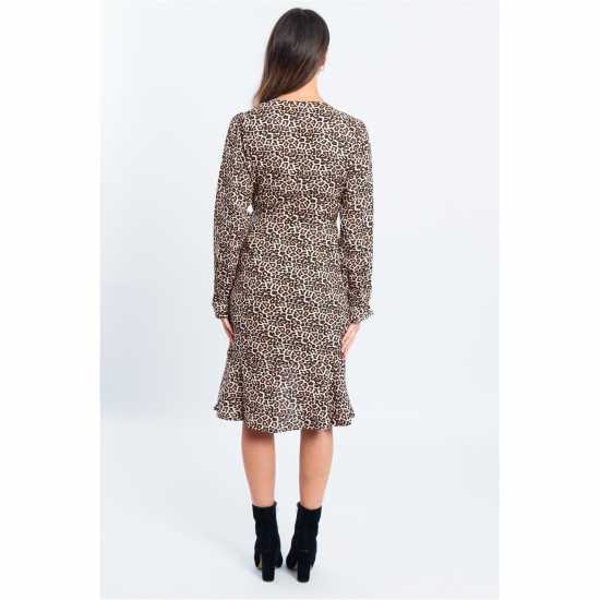 Leopard Ruffle Wrap Mini Dress Leopard Ruffle Wrap Mini Dress