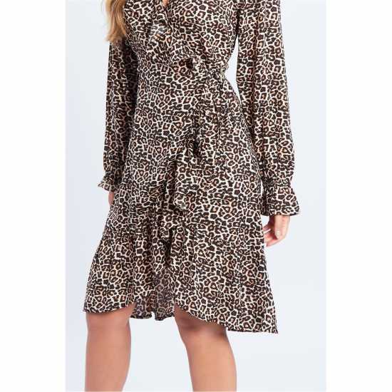 Leopard Ruffle Wrap Mini Dress Leopard Ruffle Wrap Mini Dress