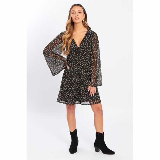 Be You Bell Sleeve Mini Dress Мини цветен 