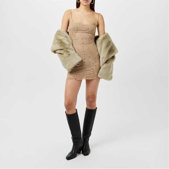 Rhinestone Embellished Mini Dress  