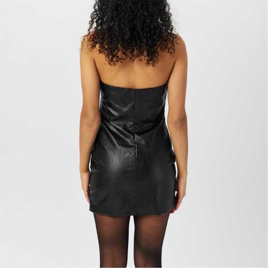Zip Front Faux Leather Mini Dress Womens  