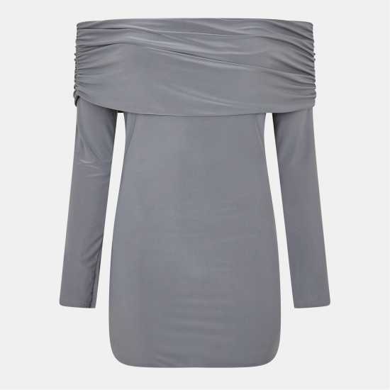 Дамска Рокля Fold Down Long Sleeve Bardot Dress  