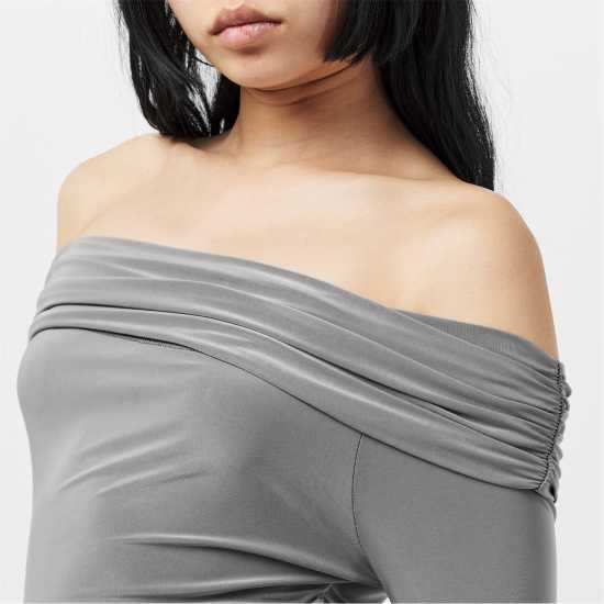 Дамска Рокля Fold Down Long Sleeve Bardot Dress  