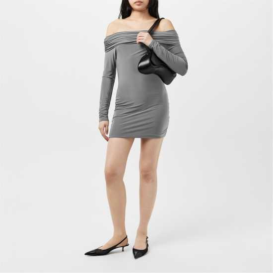 Дамска Рокля Fold Down Long Sleeve Bardot Dress  