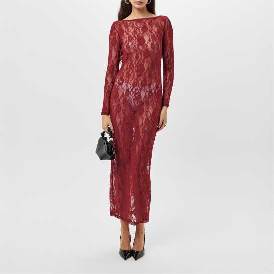 Lace Open Back Maxi Dress Womens  