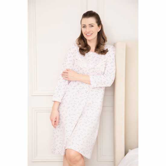 Camille Womens Classic 100% Organic Jersey Cotton Long Sleeve Nightdress Розово Camille Womens Classic 100% Organic Jersey Cotton Long Sleeve Nightdress Розово
