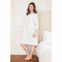 Camille Womens Classic 100% Organic Jersey Cotton Long Sleeve Nightdress Слонова кост 