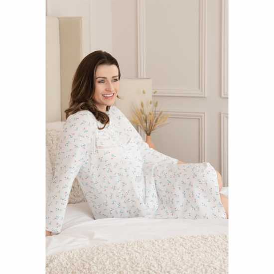 Camille Womens Classic 100% Organic Jersey Cotton Long Sleeve Nightdress Слонова кост Camille Womens Classic 100% Organic Jersey Cotton Long Sleeve Nightdress Слонова кост