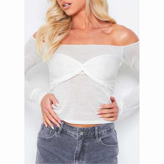 Дамски пуловери и жилетки Missy Empire Knit Overlay Bralet Jumper Missy Empire Knit Overlay Bralet Jumper Дамски пуловери и жилетки