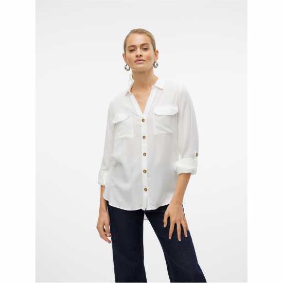 Vero Moda Риза С Дълъг Ръкав Long Sleeve Shirt Снежана Бяла Дамски ризи и тениски