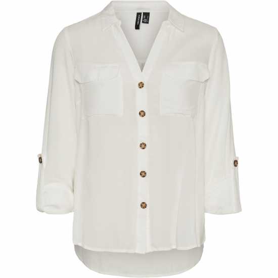 Vero Moda Риза С Дълъг Ръкав Long Sleeve Shirt Снежана Бяла Дамски ризи и тениски