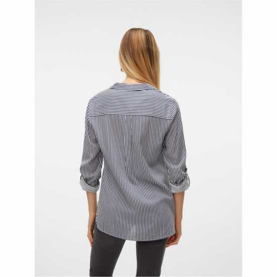 Vero Moda Риза С Дълъг Ръкав Long Sleeve Shirt Бяло/Мастило Дамски ризи и тениски