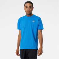 New Balance Мъжка Тениска Impact Run Short Sleeve T Shirt Mens Blue Атлетика