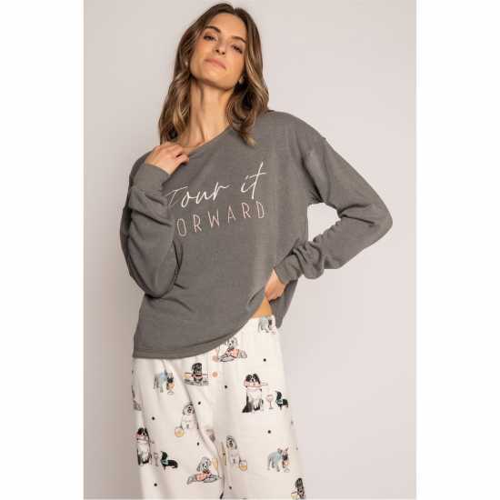 Дамски пижами Pj Salvage Salvage Crew Neck Shirt Grau-Mel. Pj Salvage Salvage Crew Neck Shirt Grau-Mel. Дамски пижами