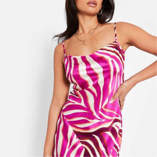 I Saw It First Printed Cami Cowl Neck Maxi Dress Pink Zebra Дамски поли и рокли
