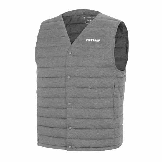 Firetrap Men's Padded Sleeveless Gilet Светло сив меланж Firetrap Men's Padded Sleeveless Gilet Светло сив меланж