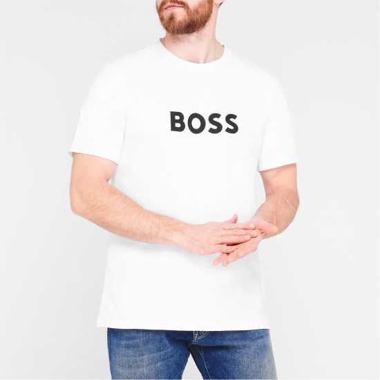 Boss Logo Print T-Shirt White 100 Мъжки ризи