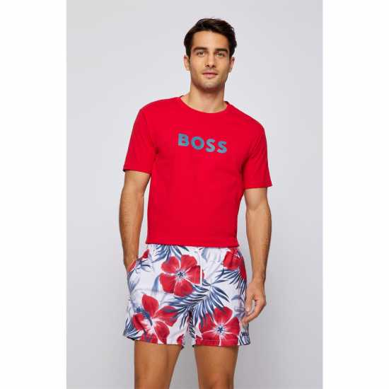 Boss Logo Print T-Shirt Bright Red 629 Мъжки ризи