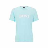 Boss Logo Print T-Shirt Aqua Blue 356 Мъжки ризи