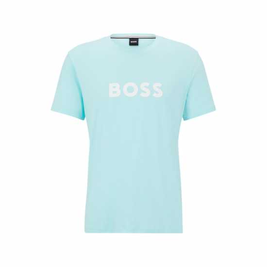 Boss Logo Print T-Shirt Aqua Blue 356 Мъжки ризи
