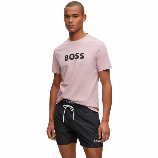 Boss Logo Print T-Shirt Pstl Pink 680 Мъжки ризи
