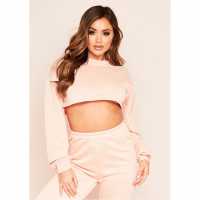 Missy Empire Stitch Cropped Sweatshirt Праскова Дамски пуловери