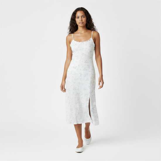 Jack Wills Women's Midi Tea Dress Бяло/Сини Дитс 