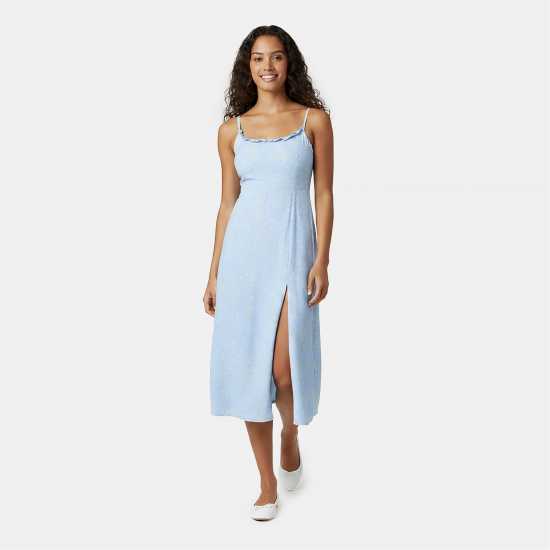 Jack Wills Women's Midi Tea Dress Синьо/Жълто Дитс 
