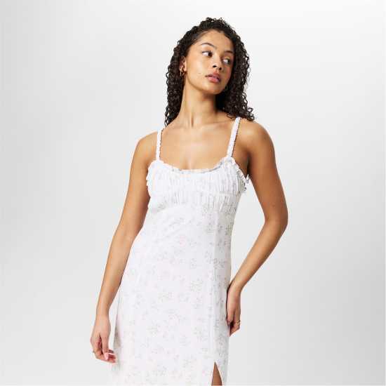 Jack Wills Ruched Midi Slit Dress  Дамски поли и рокли