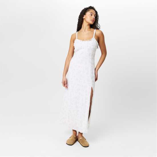 Jack Wills Ruched Midi Slit Dress  Дамски поли и рокли