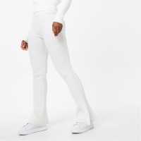 Jack Wills Ribbed Split Hem Trousers White Дамски пуловери и жилетки