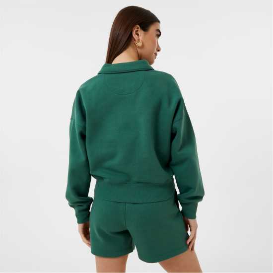 Jack Wills Open Collar Graphic Sweatshirt Forest Green Дамски суичъри и блузи с качулки