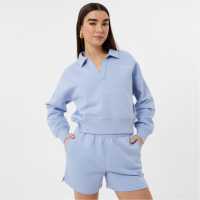 Jack Wills Open Collar Graphic Sweatshirt Soft Blue Дамски суичъри и блузи с качулки