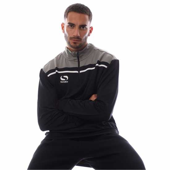 Sondico Men's 1/4 Zip Fleece Черно/Тъмно сиво Sondico Men's 1/4 Zip Fleece Черно/Тъмно сиво
