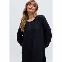 Средна Рокля Olivia Button Down Embroidered Midi Dress In Black  