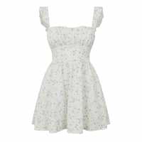 Jack Wills Patterned Tie Back Dress Бяло/Сини Дитс Дамски поли и рокли