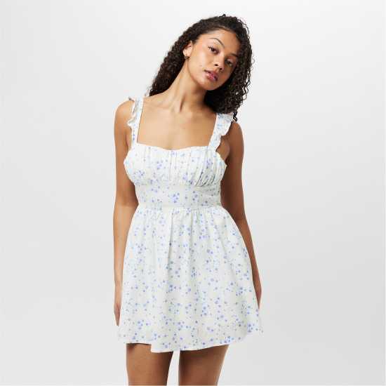 Дамски поли и рокли Jack Wills Patterned Tie Back Dress Бяло/Сини Дитс Jack Wills Patterned Tie Back Dress Бяло/Сини Дитс Дамски поли и рокли