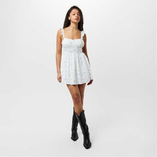 Дамски поли и рокли Jack Wills Patterned Tie Back Dress Бяло/Сини Дитс Jack Wills Patterned Tie Back Dress Бяло/Сини Дитс Дамски поли и рокли