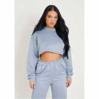 Missy Empire Loopback Sweatshirt Синьо Дамски пуловери