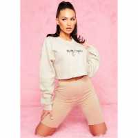 Missy Empire Empire Branded Slogan Cropped Sweater Пясък Дамски пуловери