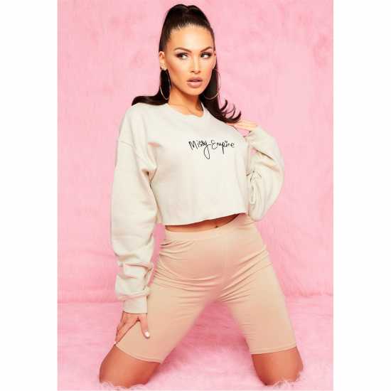 Missy Empire Empire Branded Slogan Cropped Sweater Пясък Дамски пуловери